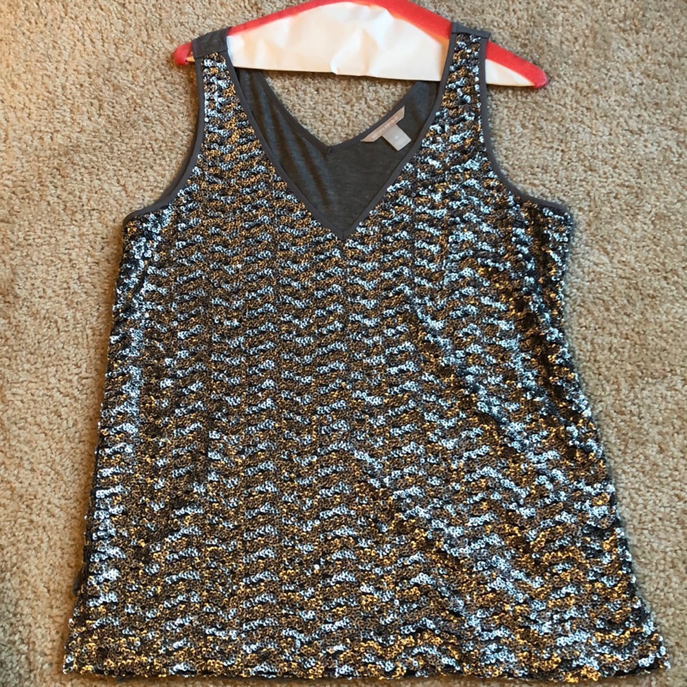 Banana Republic Silver sequin tank Top shirt size medium